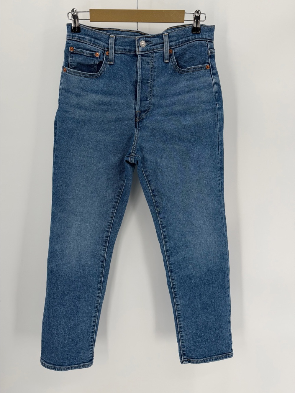 Levi's Jeans Womens 30 Blue Medium Wash Wedgie Straight Stretch Button Fly Ankle